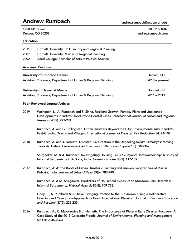 resume phd application